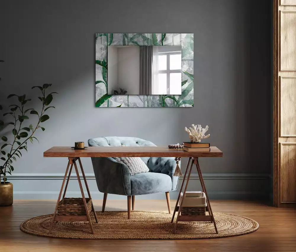 Decorațiuni de perete cu oglinzi Frunze verzi plante