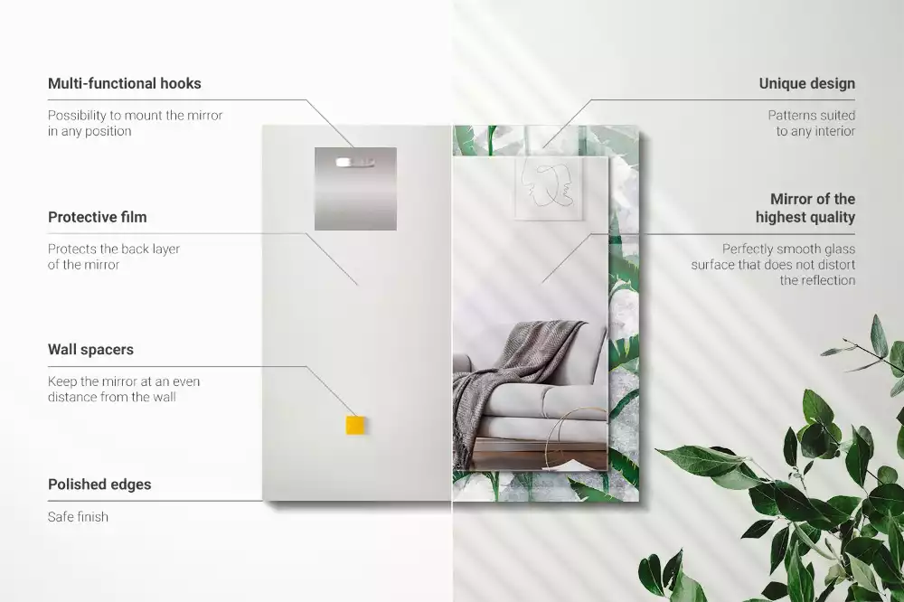 Decorațiuni de perete cu oglinzi Frunze verzi plante