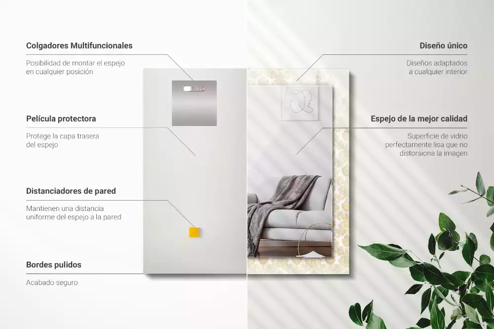 Oglindă imprimată Ornamente galbene