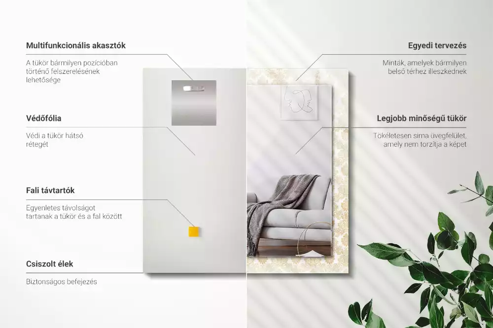 Oglindă imprimată Ornamente galbene