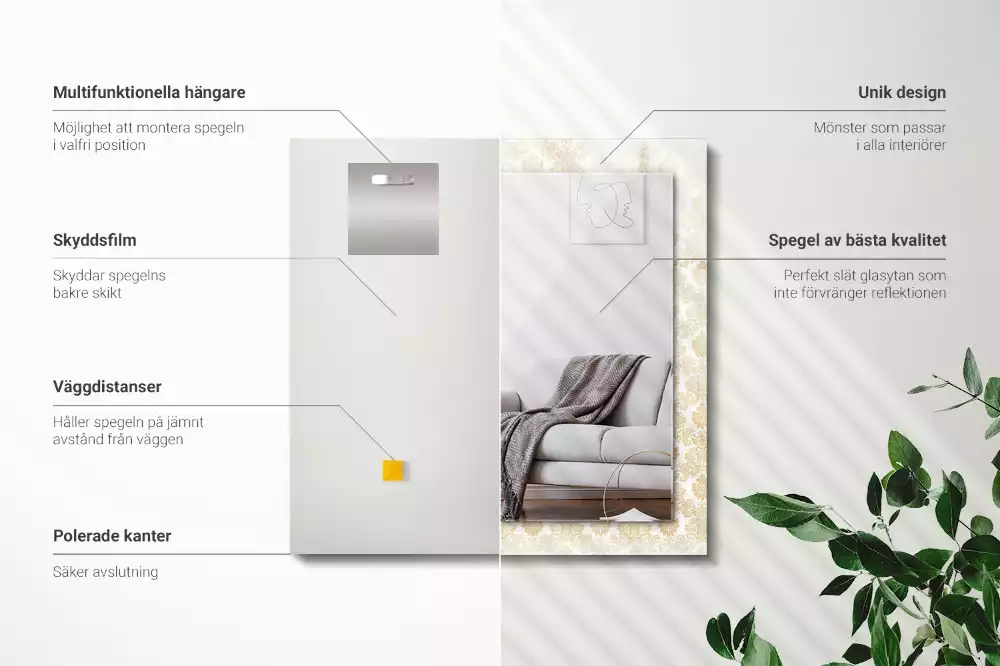 Oglindă imprimată Ornamente galbene