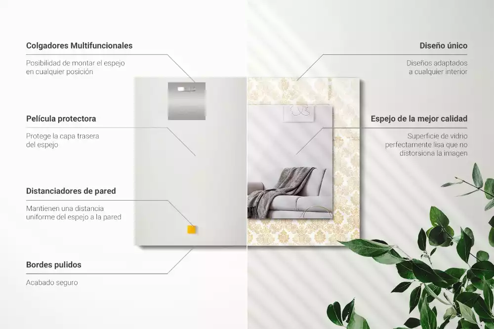 Oglindă imprimată Ornamente galbene