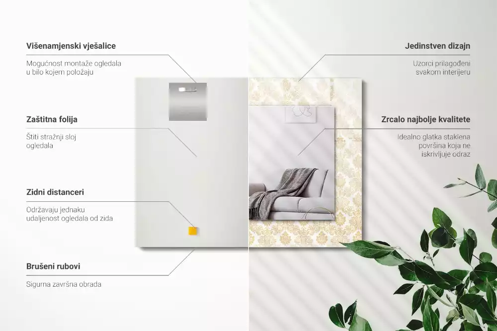 Oglindă imprimată Ornamente galbene