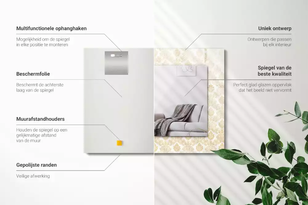 Oglindă imprimată Ornamente galbene