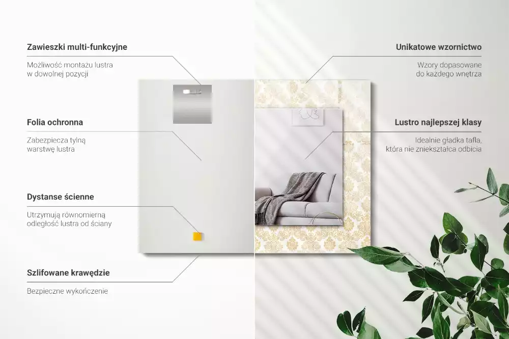 Oglindă imprimată Ornamente galbene