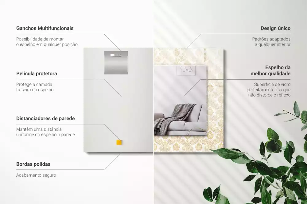 Oglindă imprimată Ornamente galbene