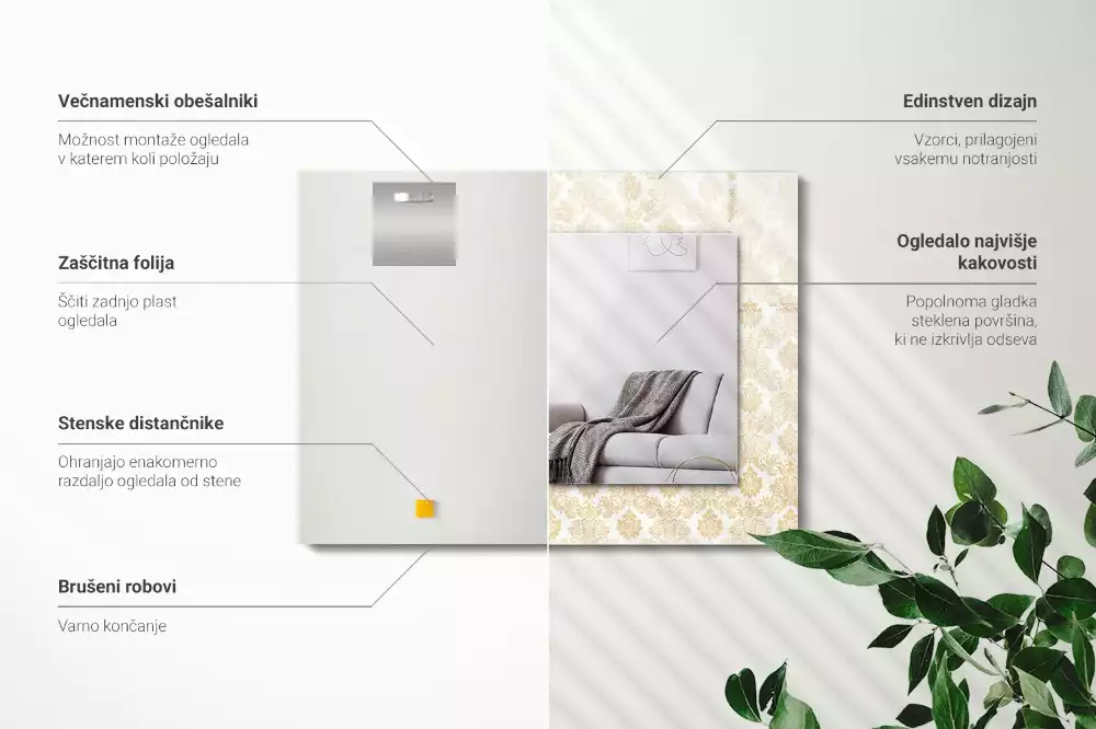 Oglindă imprimată Ornamente galbene