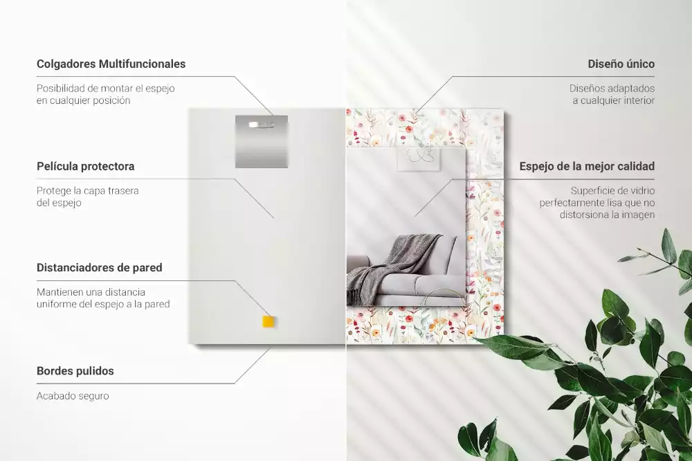 Decorațiuni de perete cu oglinzi Model floral acuarelă