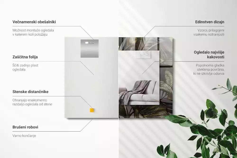 Decorațiuni perete cu oglindă Flori și colibri