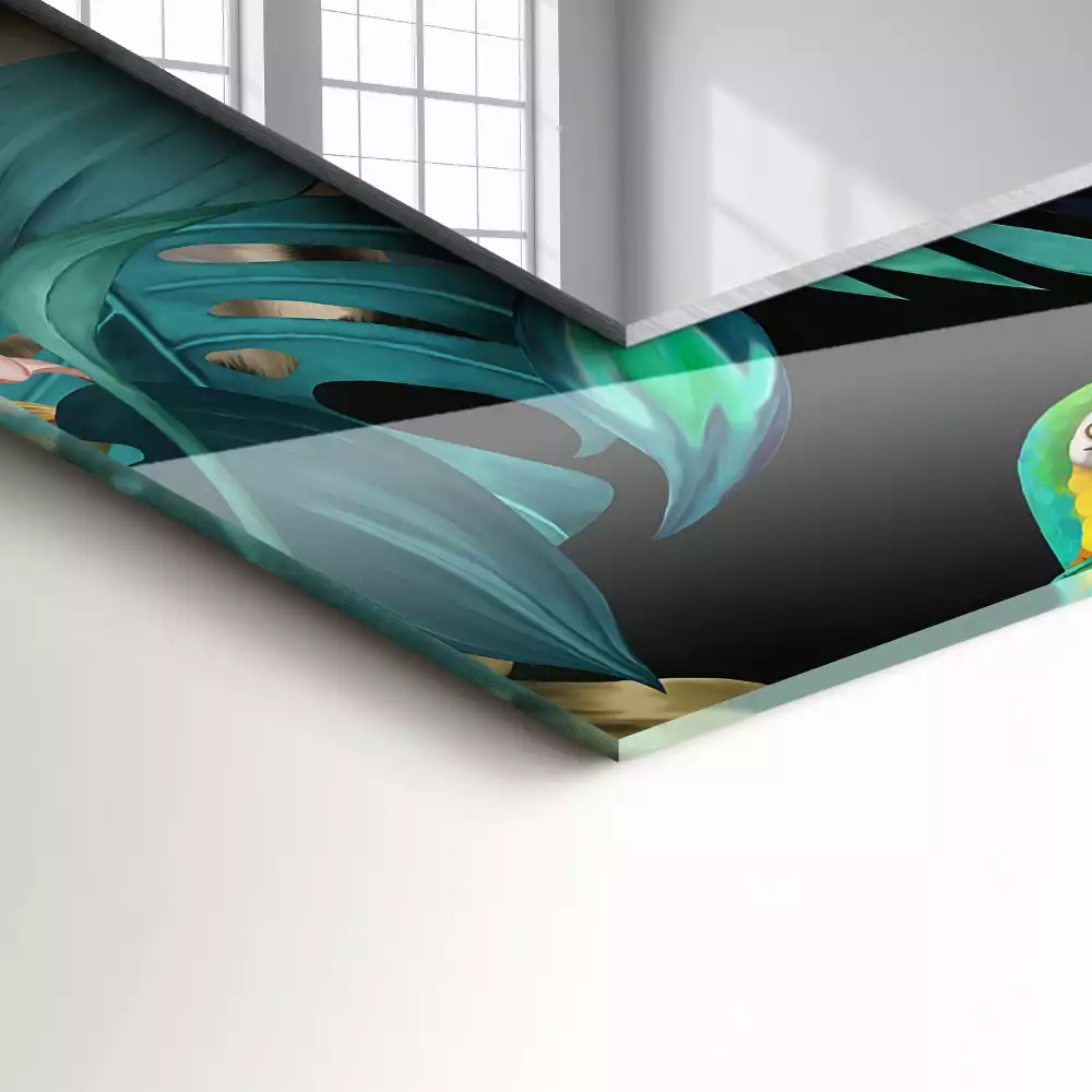 Oglindă imprimată Tigri papagali junglă