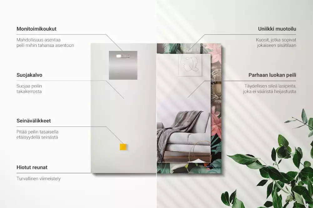 Oglindă imprimată Tigri papagali junglă