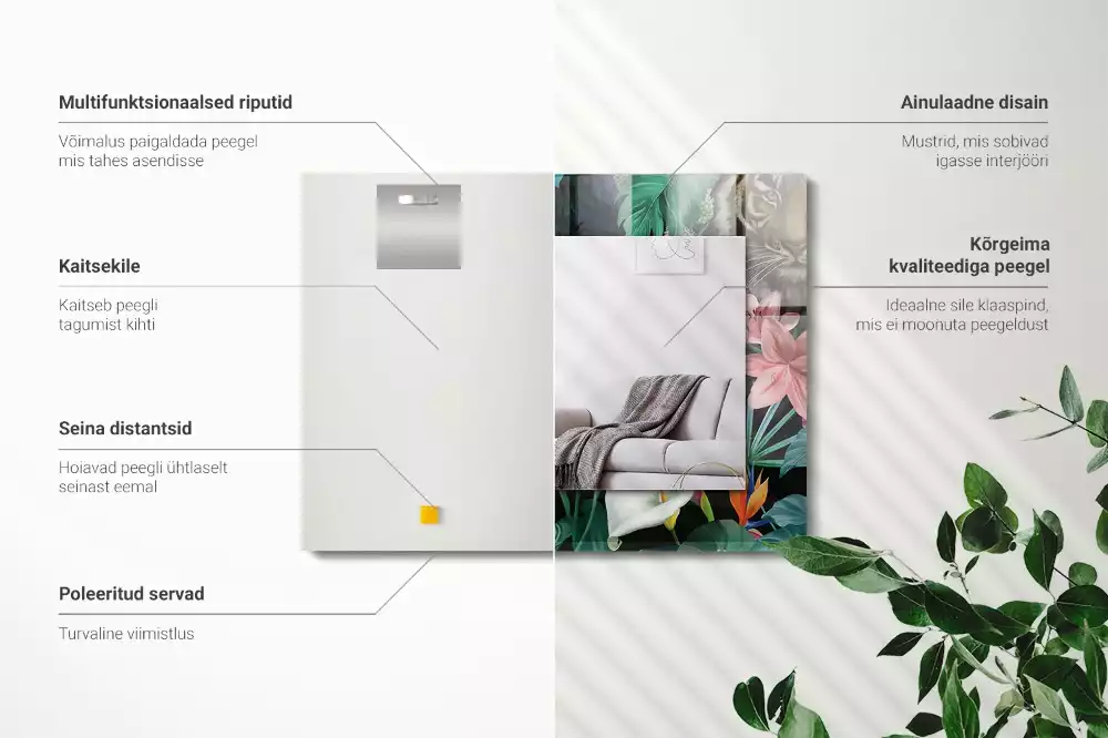 Oglindă imprimată Tigri papagali junglă