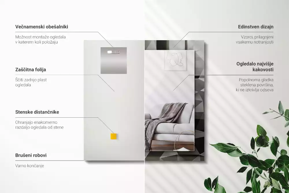 Decorațiuni de perete cu oglinzi Forme geometrice negre