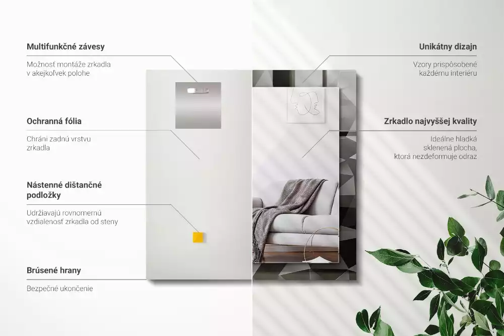 Decorațiuni de perete cu oglinzi Forme geometrice negre