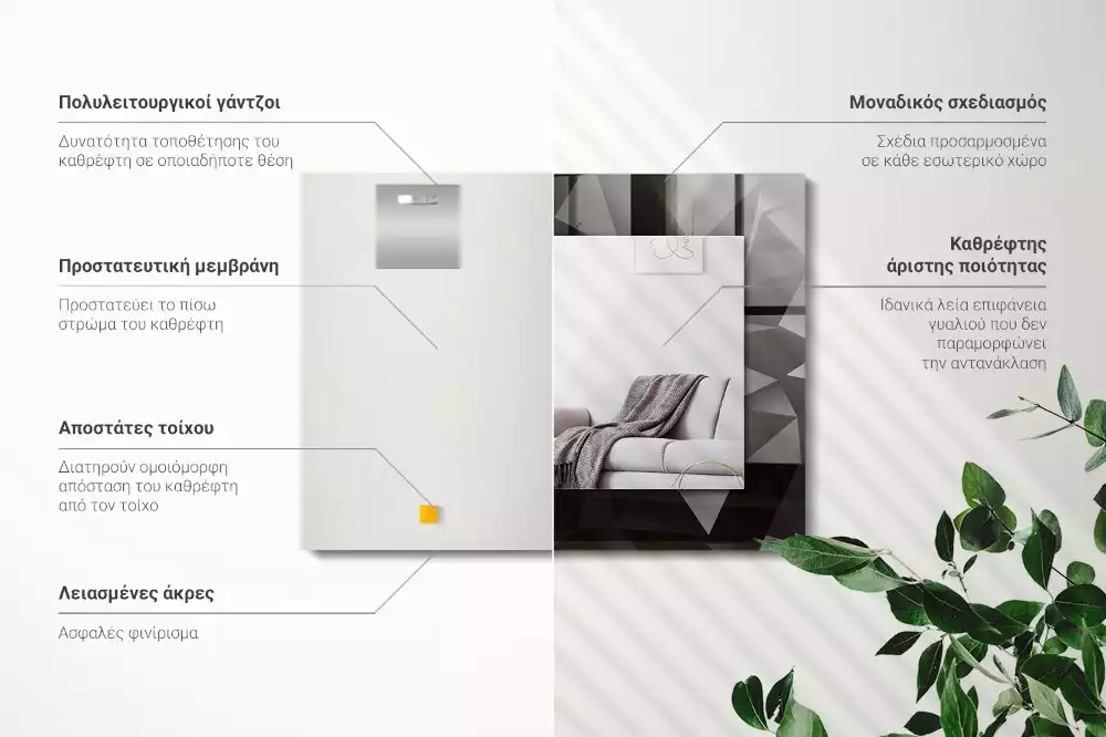 Decorațiuni de perete cu oglinzi Forme geometrice negre