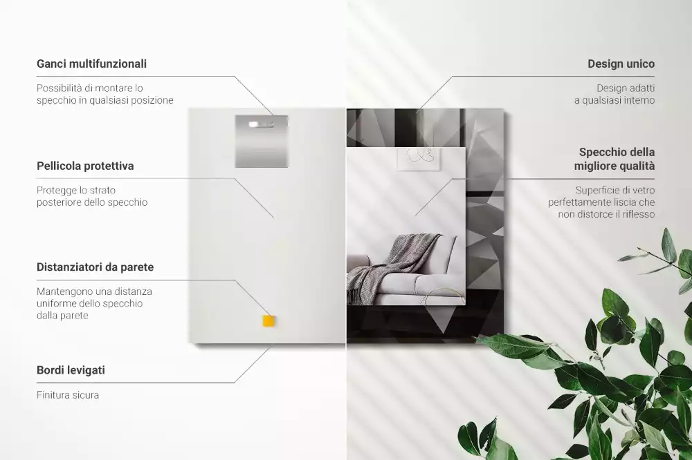 Decorațiuni de perete cu oglinzi Forme geometrice negre