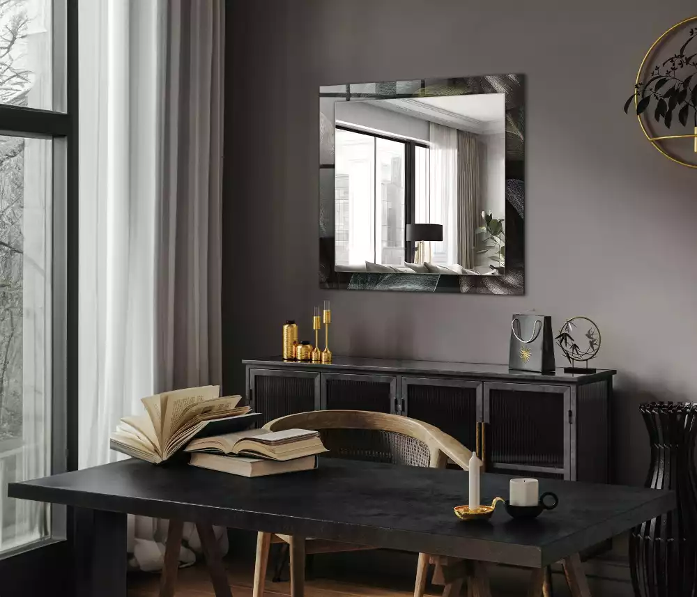 Decorațiuni perete cu oglindă Frunze colorate plante