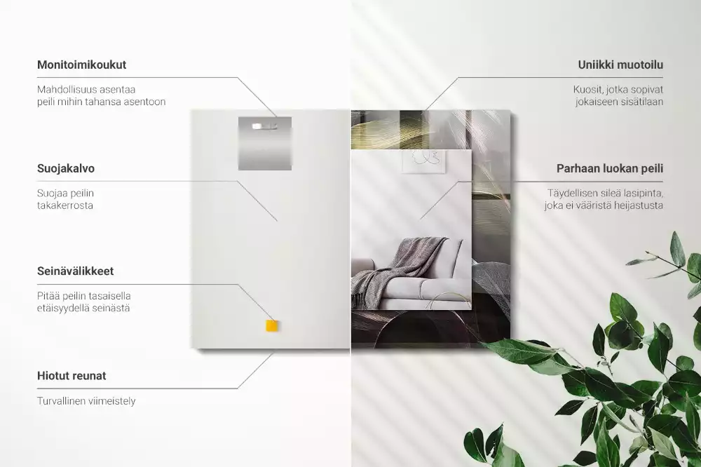 Decorațiuni perete cu oglindă Frunze colorate plante