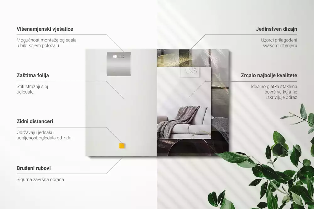 Decorațiuni perete cu oglindă Frunze colorate plante