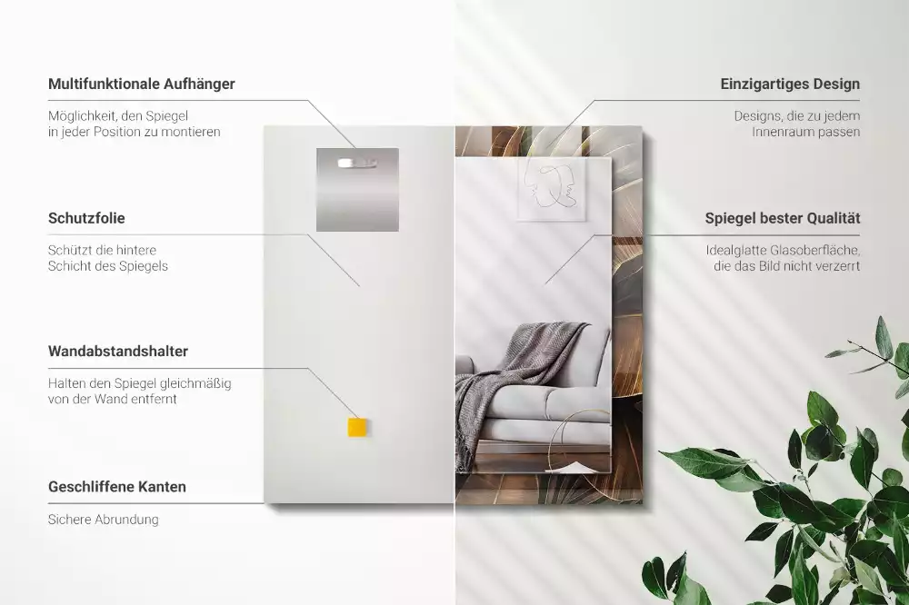 Oglindă imprimată Frunze tropicale