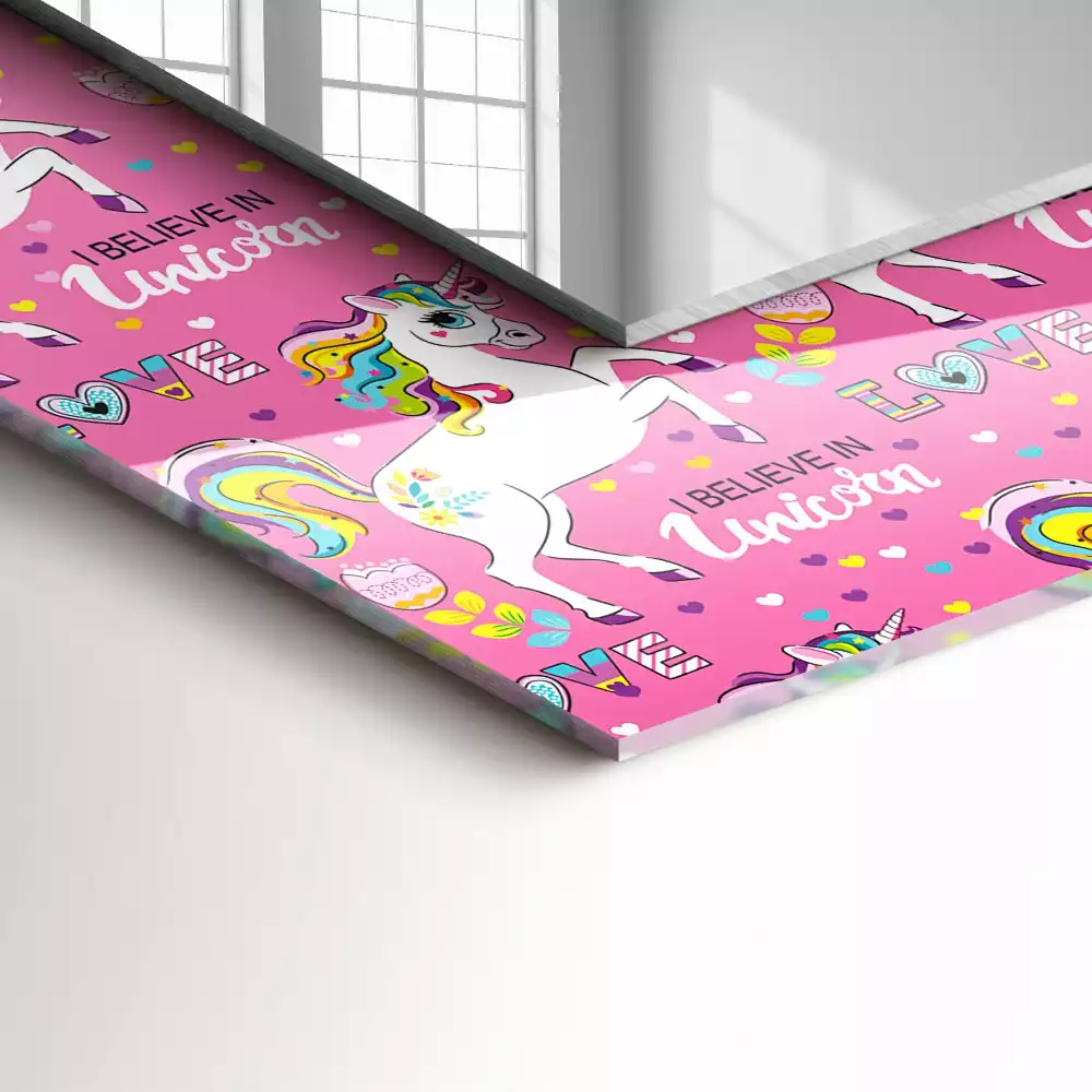 Decorațiuni de perete cu oglinzi Unicorni curcubeu inimi