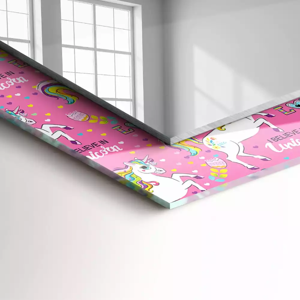 Decorațiuni de perete cu oglinzi Unicorni curcubeu inimi