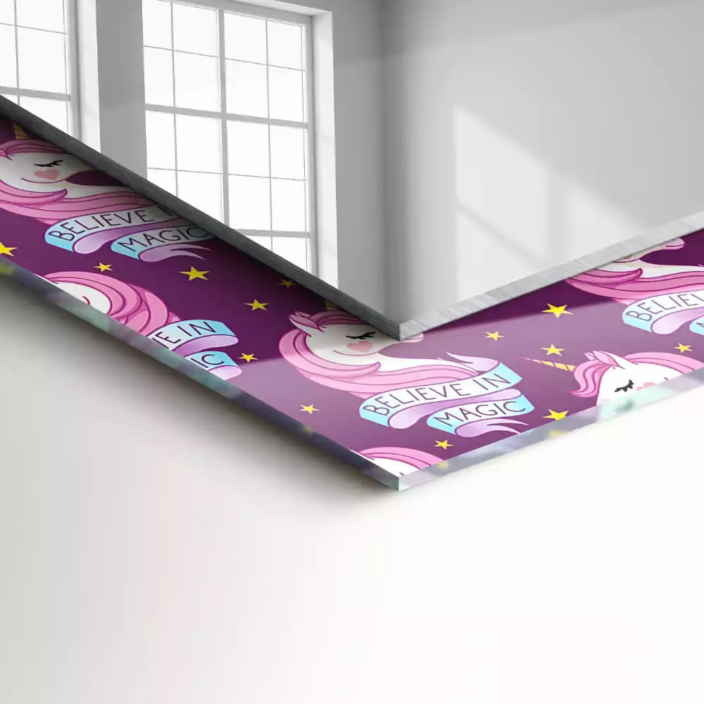 Decorațiuni perete cu oglindă Unicorni stele text