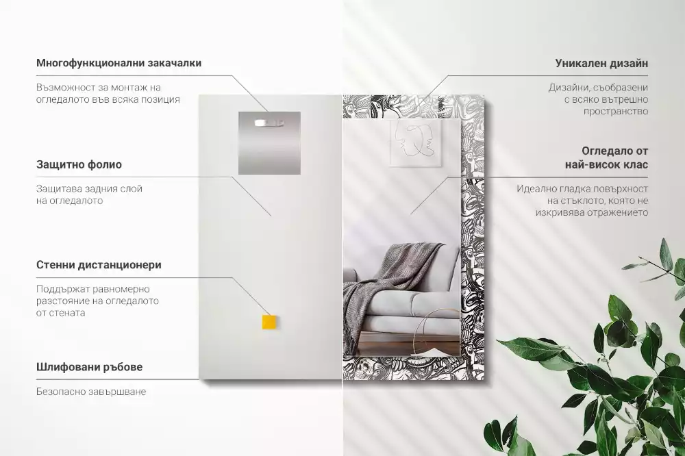 Decorațiuni de perete cu oglinzi Modele alb-negru