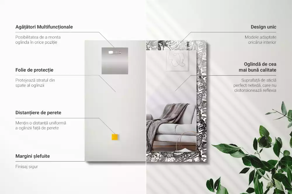 Decorațiuni de perete cu oglinzi Modele alb-negru