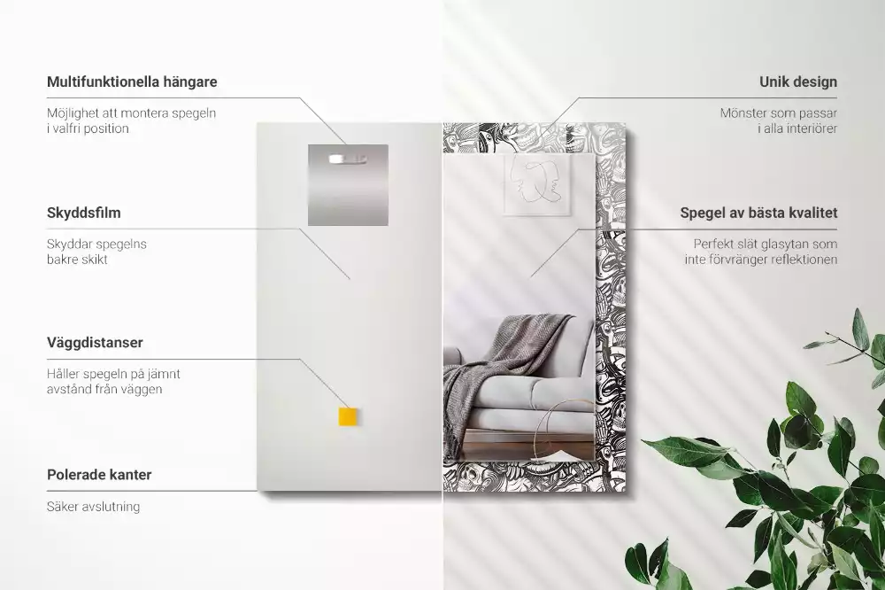 Decorațiuni de perete cu oglinzi Modele alb-negru