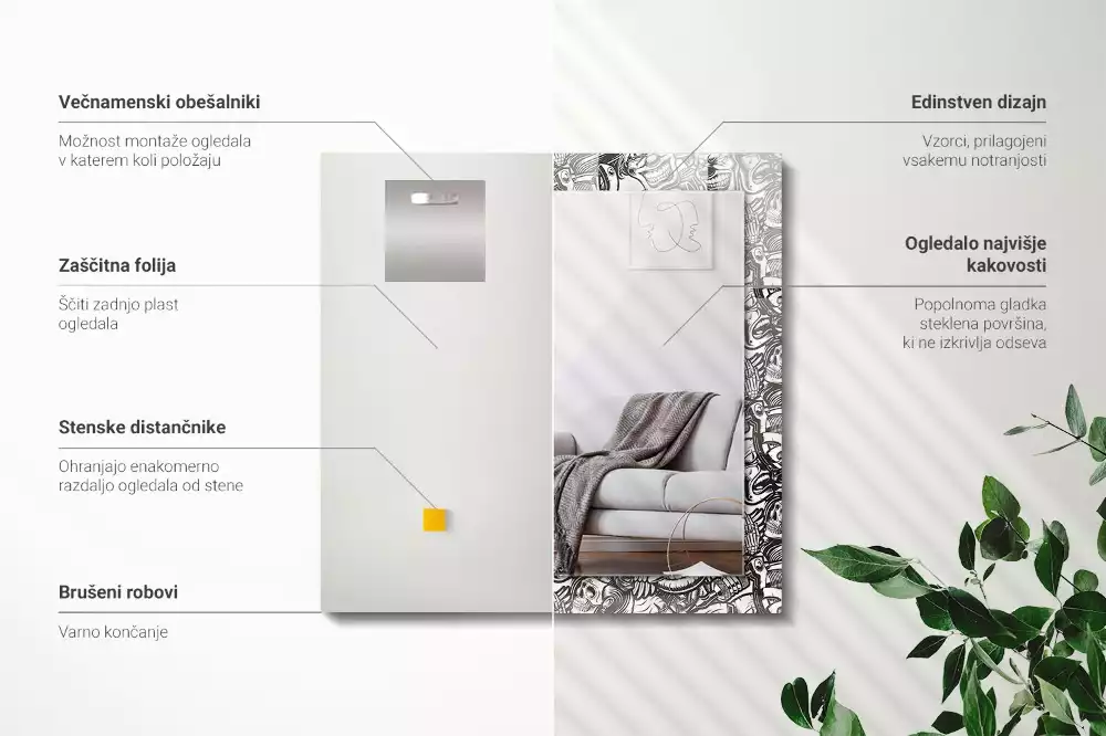 Decorațiuni de perete cu oglinzi Modele alb-negru