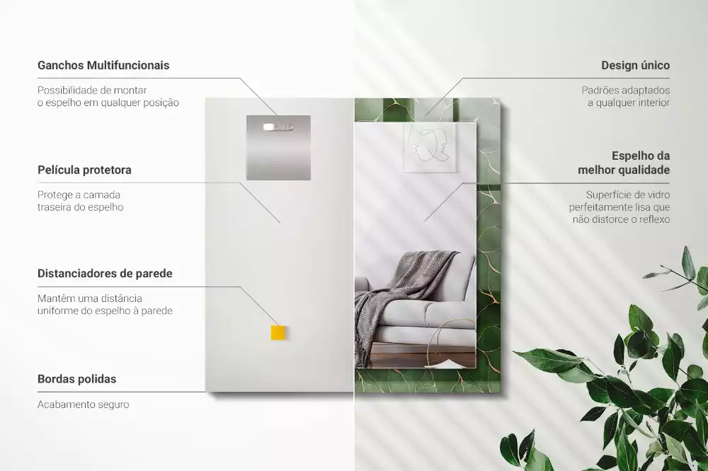 Decorațiuni de perete cu oglinzi Model frunze verzi