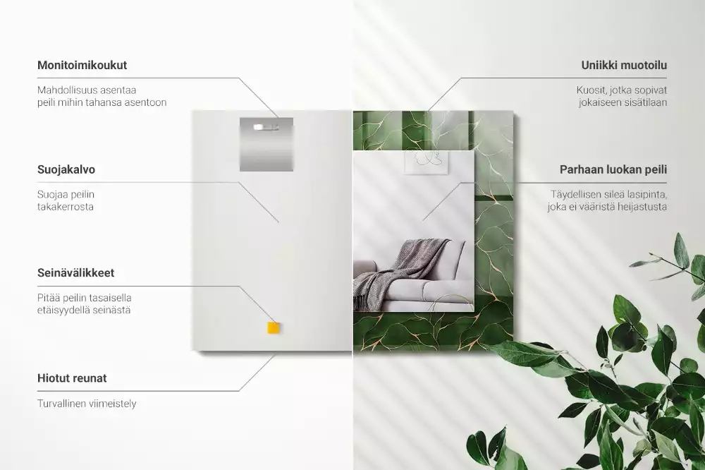 Decorațiuni de perete cu oglinzi Model frunze verzi