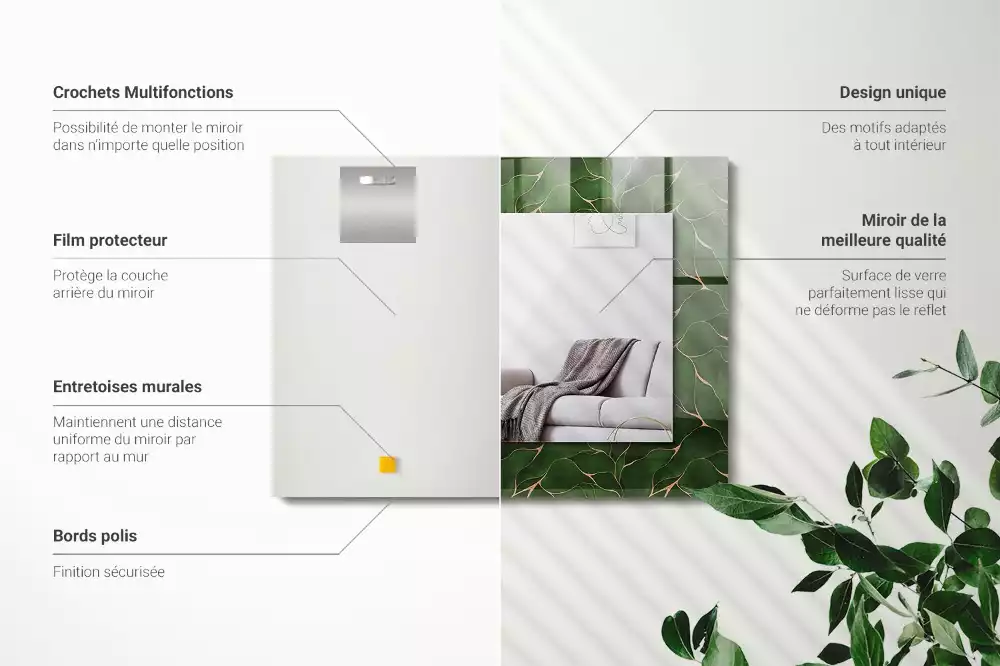 Decorațiuni de perete cu oglinzi Model frunze verzi