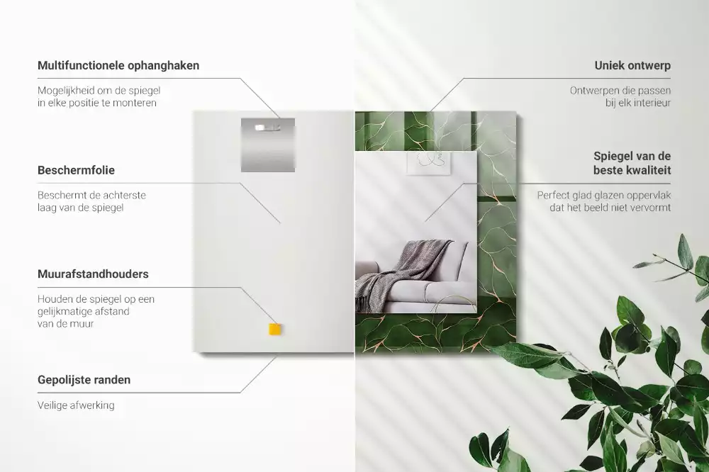 Decorațiuni de perete cu oglinzi Model frunze verzi