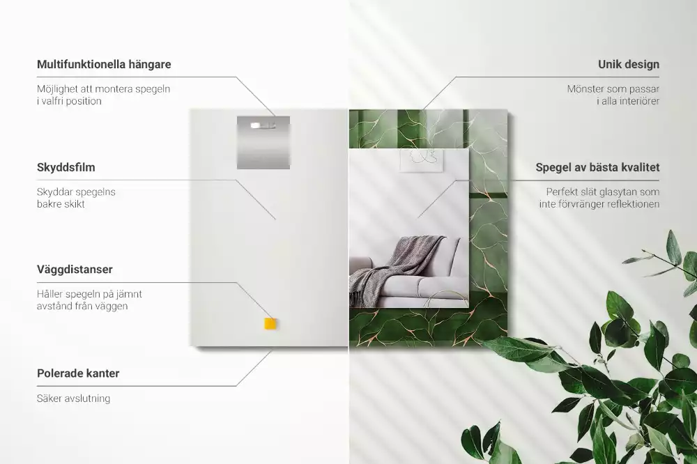 Decorațiuni de perete cu oglinzi Model frunze verzi