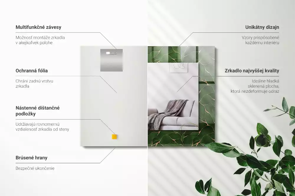 Decorațiuni de perete cu oglinzi Model frunze verzi