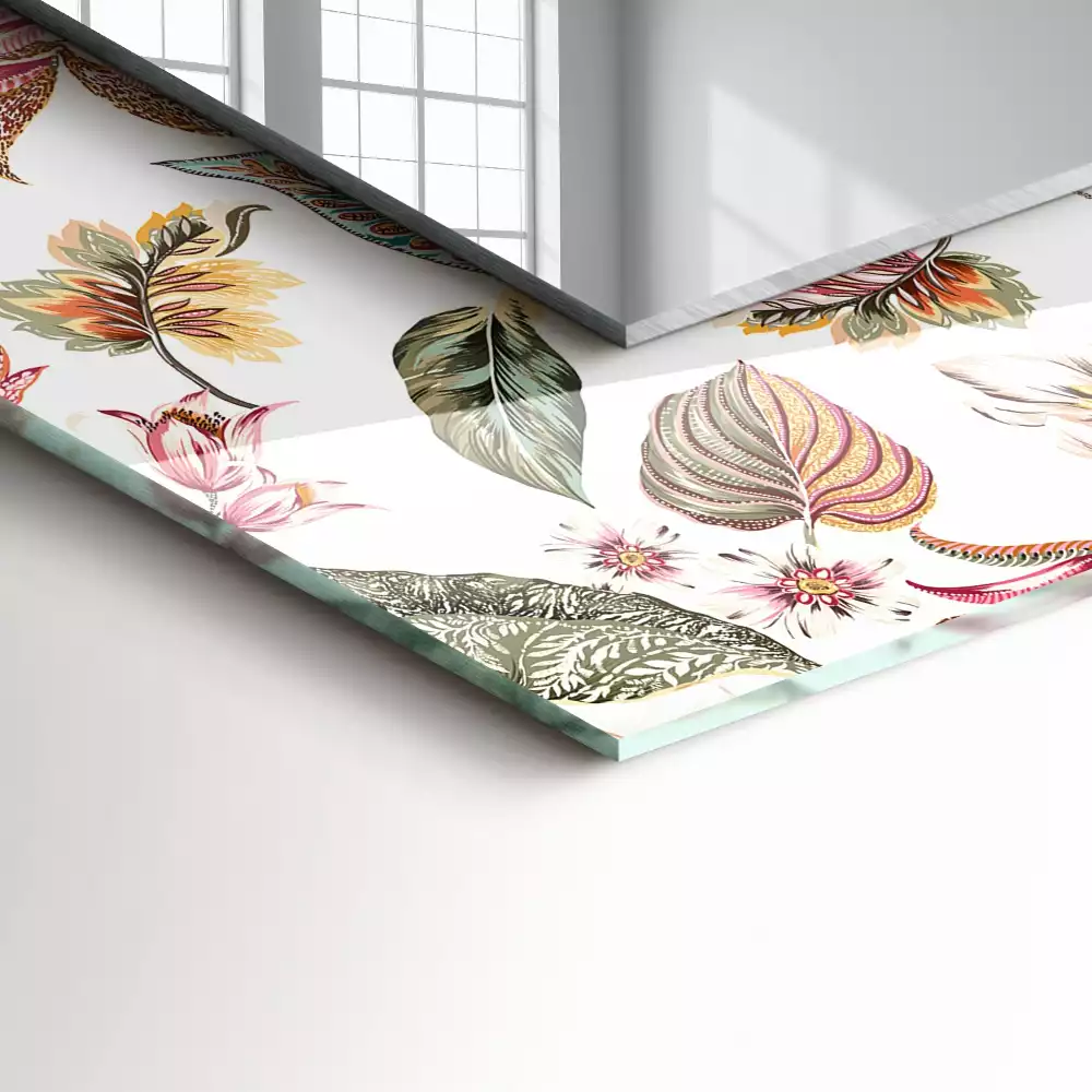 Decorațiuni perete cu oglindă Flori și frunze