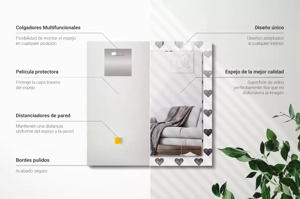 Oglindă imprimată Model inimi negre