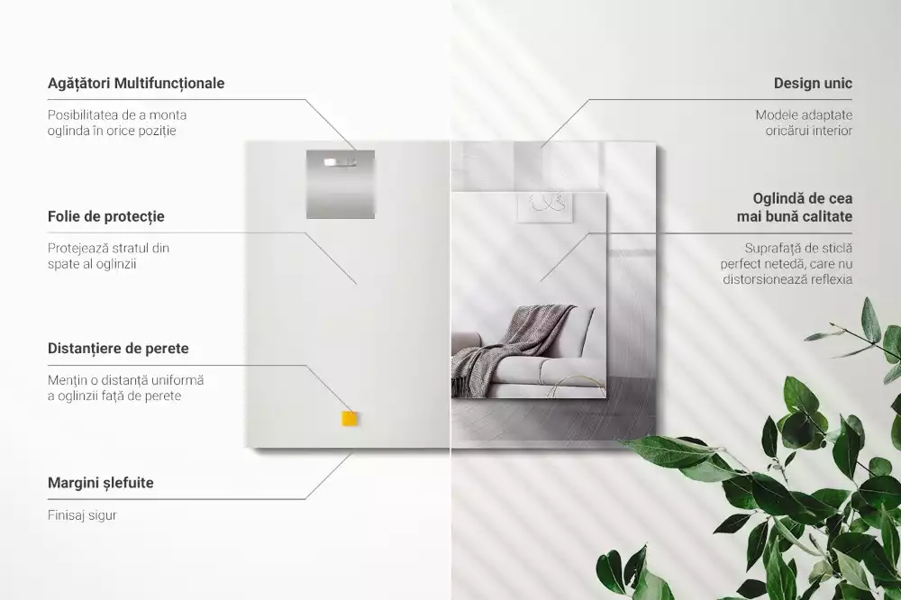 Decorațiuni de perete cu oglinzi Suprafață metalică rotundă