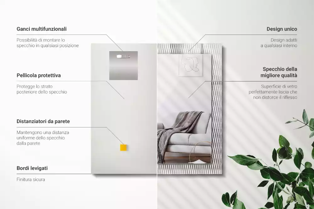 Decorațiuni perete cu oglindă Model țesătură textilă