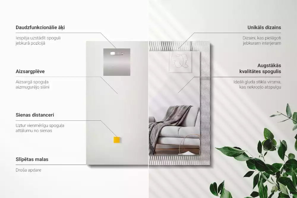 Decorațiuni perete cu oglindă Model țesătură textilă