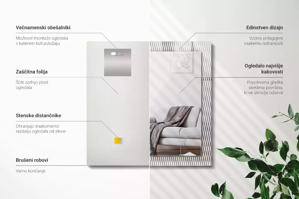 Decorațiuni perete cu oglindă Model țesătură textilă