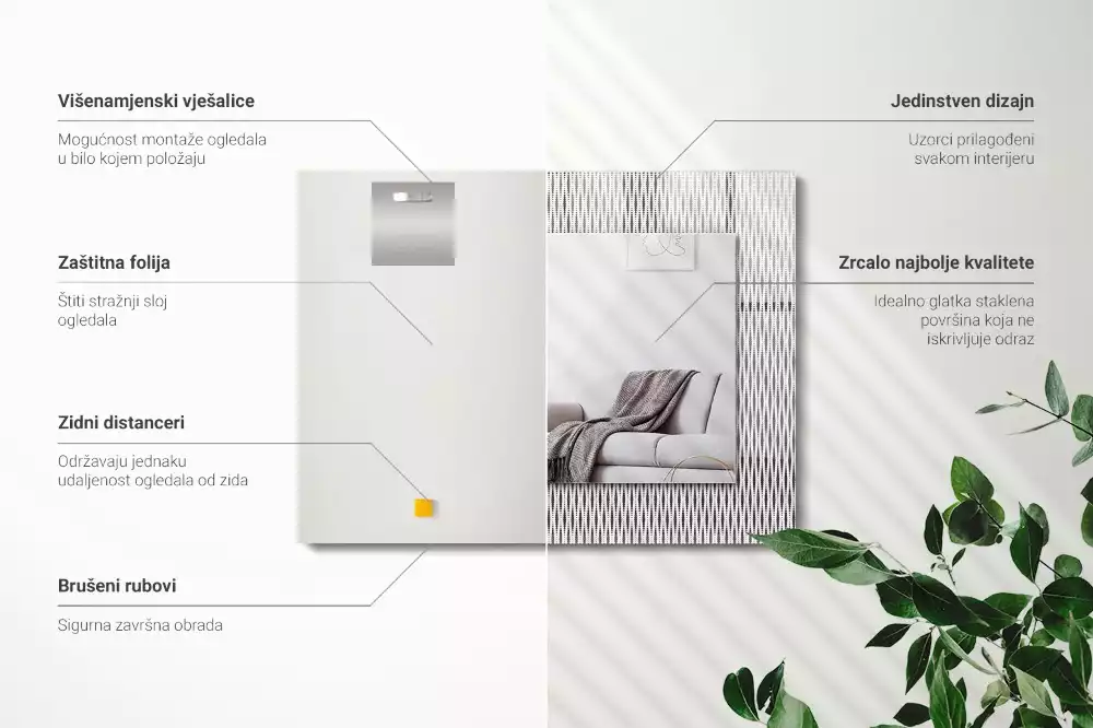 Decorațiuni perete cu oglindă Model țesătură textilă