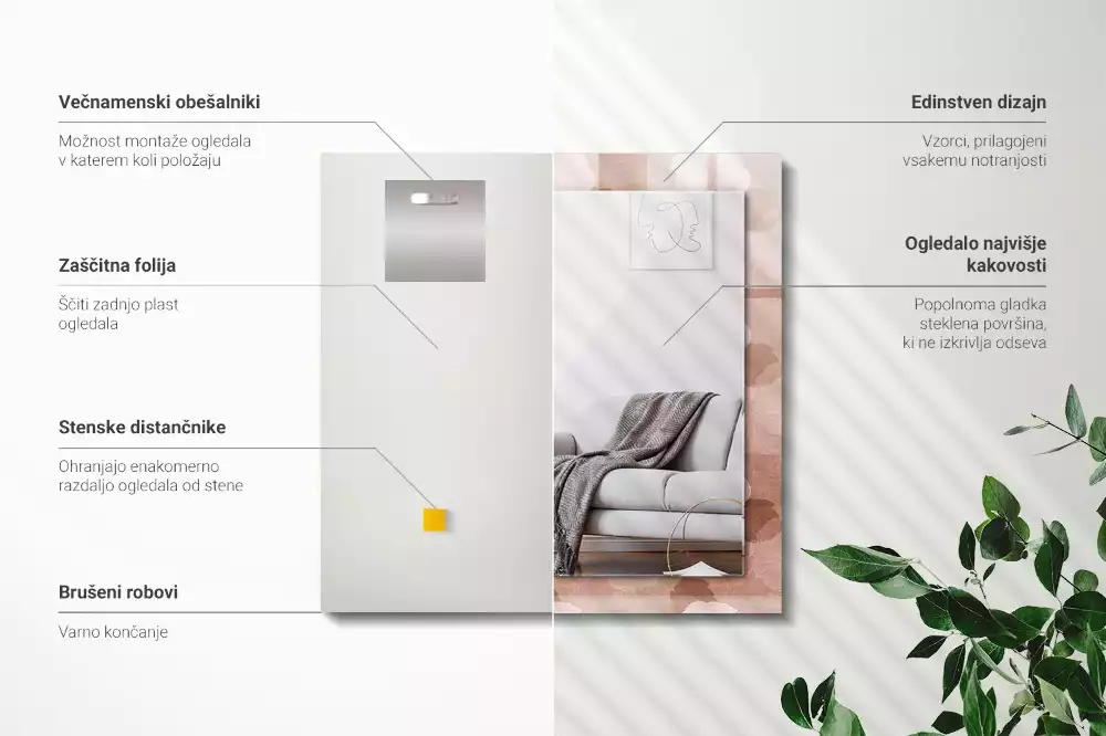 Oglindă imprimată Bujori flori