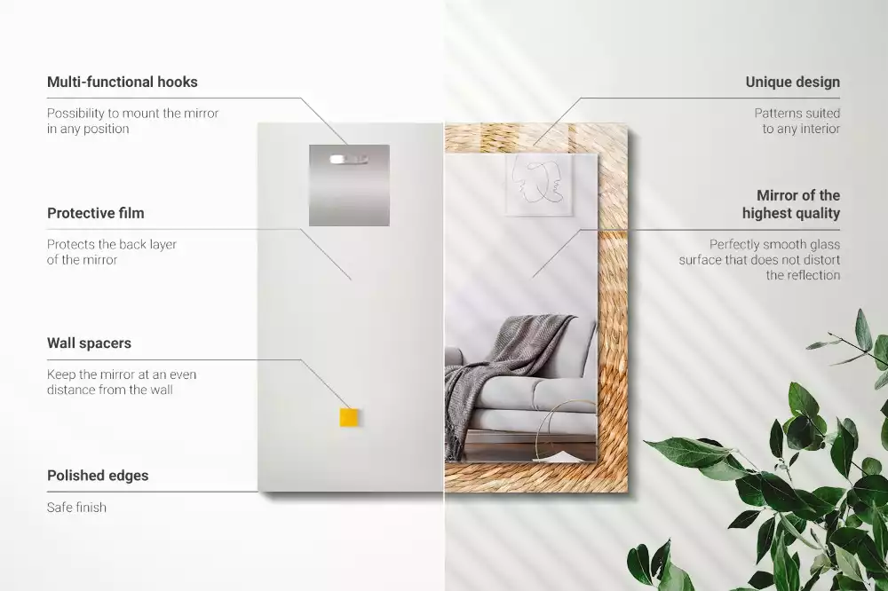 Decorațiuni perete cu oglindă Împletitură de nuiele