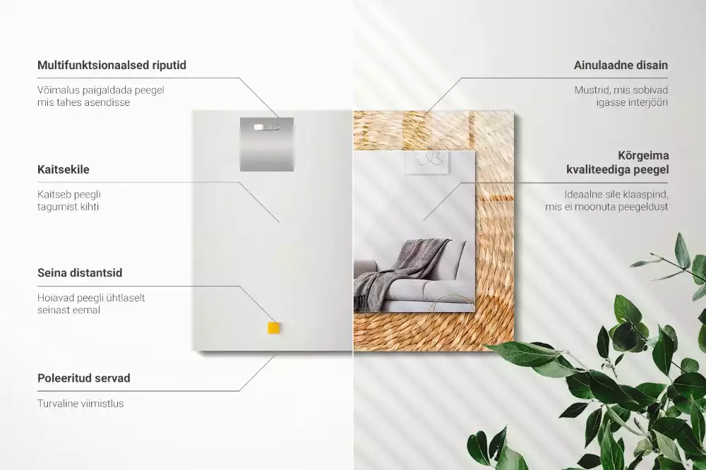 Decorațiuni perete cu oglindă Împletitură de nuiele