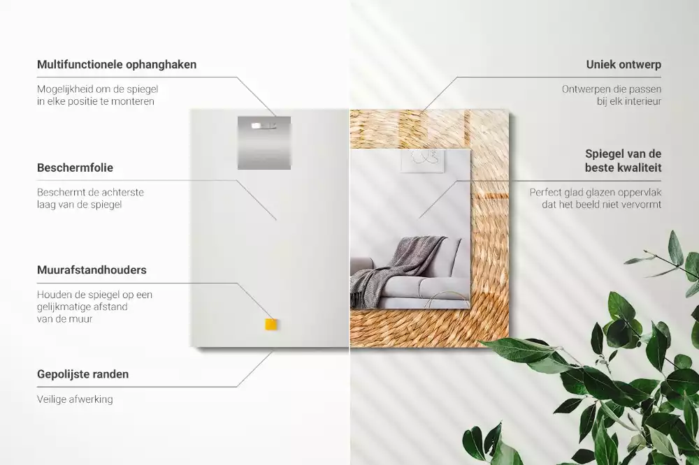 Decorațiuni perete cu oglindă Împletitură de nuiele