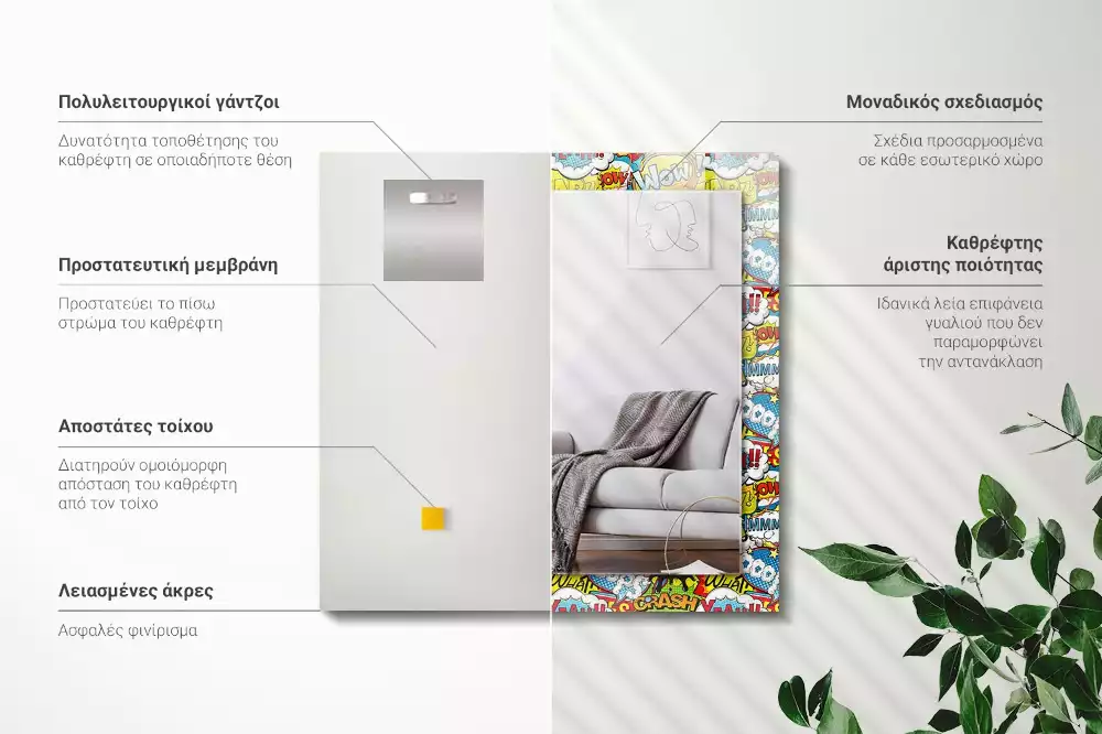 Oglindă imprimată Baloane de benzi desenate colorate