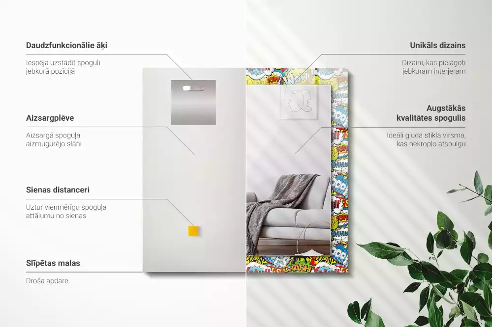 Oglindă imprimată Baloane de benzi desenate colorate